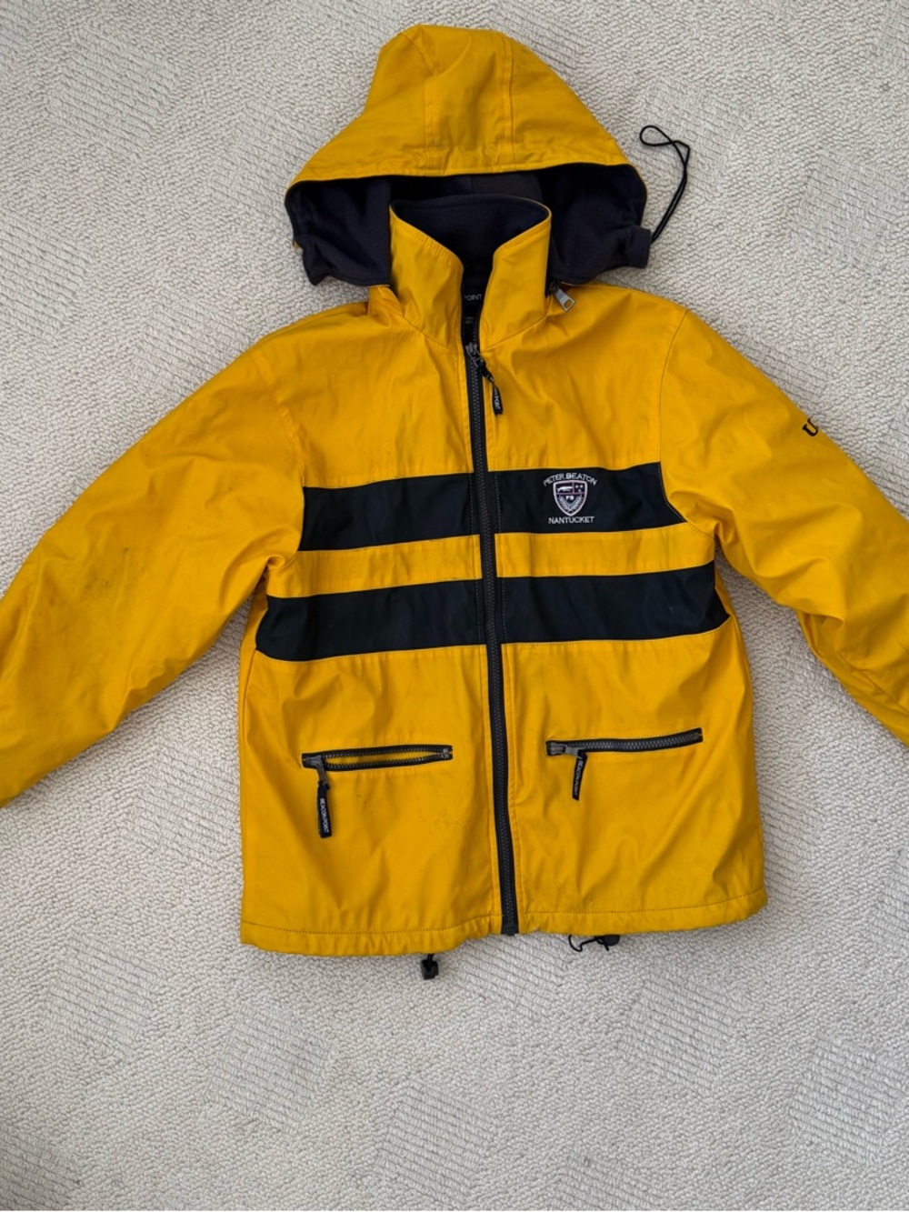 Beacon Point Nantucket Youth Yellow & Black Hooded Jacket